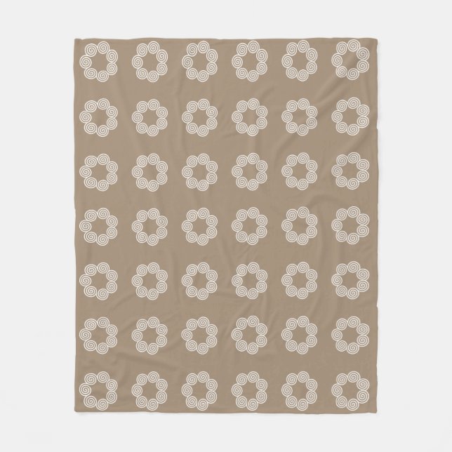 Abstract Spiral Circle Pattern on Lucky Beige Fleece Blanket (Front)