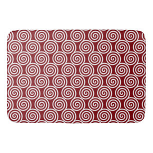 Abstract Spiral Circles in Burgundy & White Bath M Mat