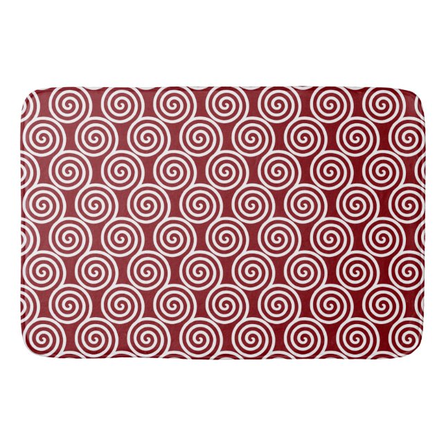 Abstract Spiral Circles in Burgundy & White Bath M Mat (Front)