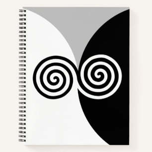 Abstract Spiral Circles on Black Grey & White Notebook