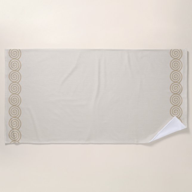 Abstract Spiral Circles on Light Sand Beige Beach Towel (Front)