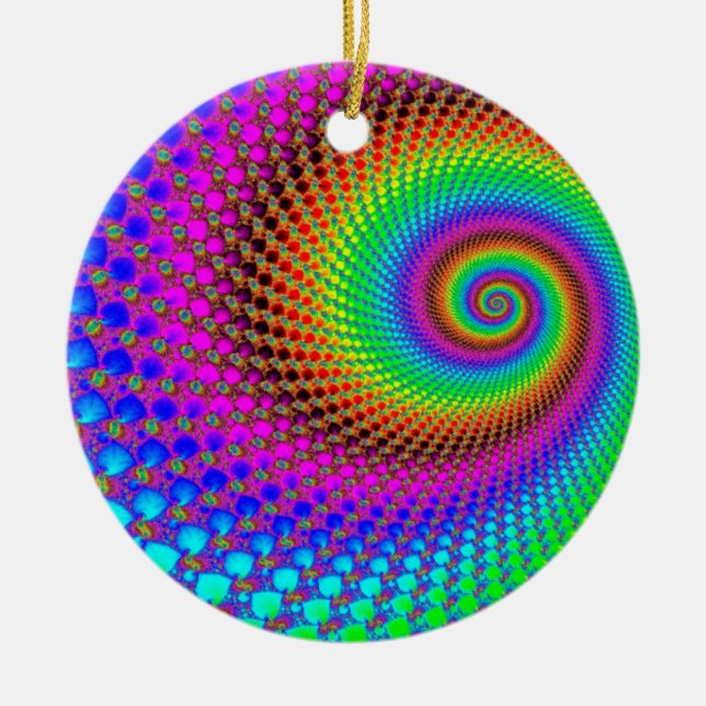 Abstract Spiral Fractal Ceramic Tree Decoration (Front)
