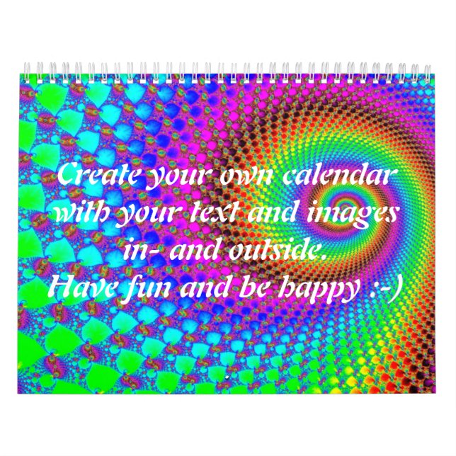 Abstract Spiral Fractal I + your text & images Calendar (Cover)
