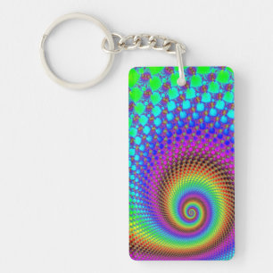 Abstract Spiral Fractal Key Ring