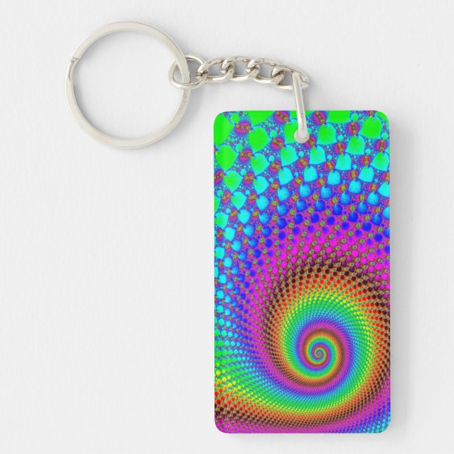 Abstract Spiral Fractal Key Ring (Front)