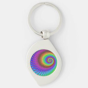 Abstract Spiral Fractal Key Ring