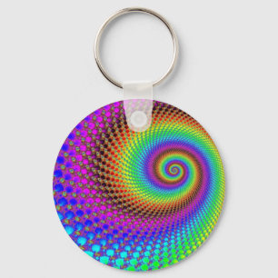 Abstract Spiral Fractal Key Ring
