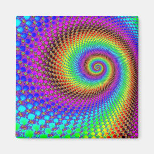 Abstract Spiral Fractal - neon coloured Magnet