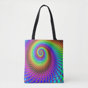Abstract Spiral Fractal - neon coloured Tote Bag