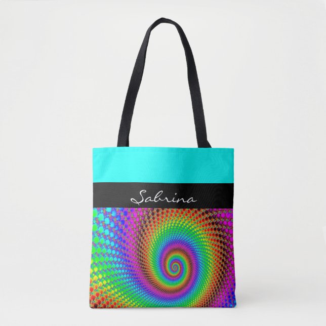 Abstract Spiral Fractal - neon coloured Tote Bag (Front)