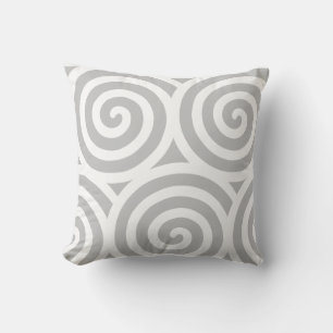 Abstract Spiral Geometric Shape in Grey & White Cushion