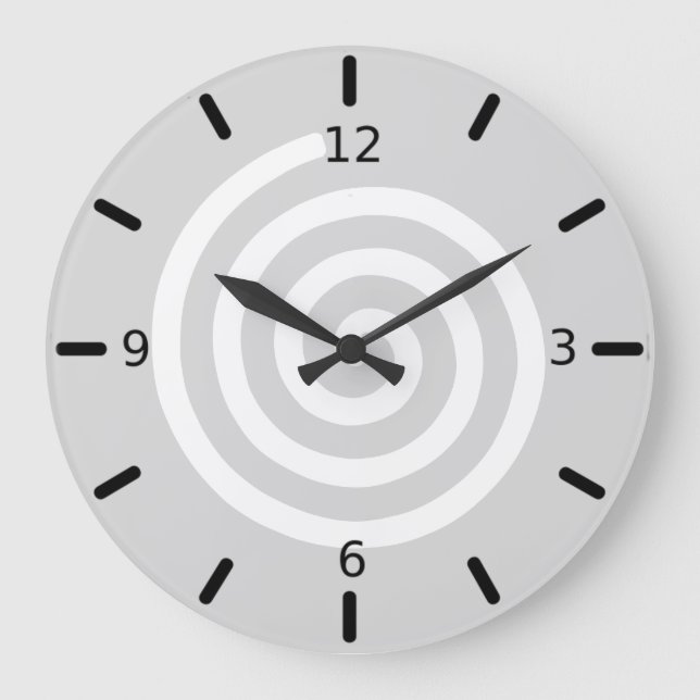 Abstract Spiral in Light Grey & White Large Clock (Front)
