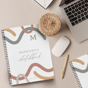 Abstract Spiral Modern Pattern Monogram Sketchbook Notebook