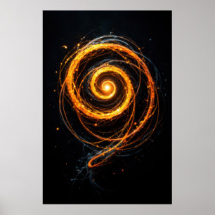 Abstract Spiral of Light Energy on Black Poster