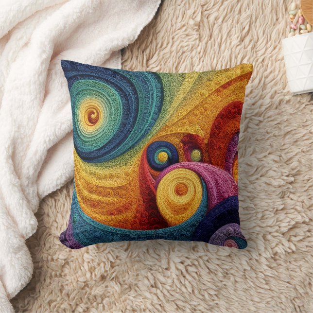Abstract Spiral Pattern Colorful 3D Swirl Texture Cushion (Blanket)