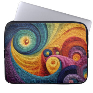 Abstract Spiral Pattern Colorful 3D Swirl Texture Laptop Sleeve