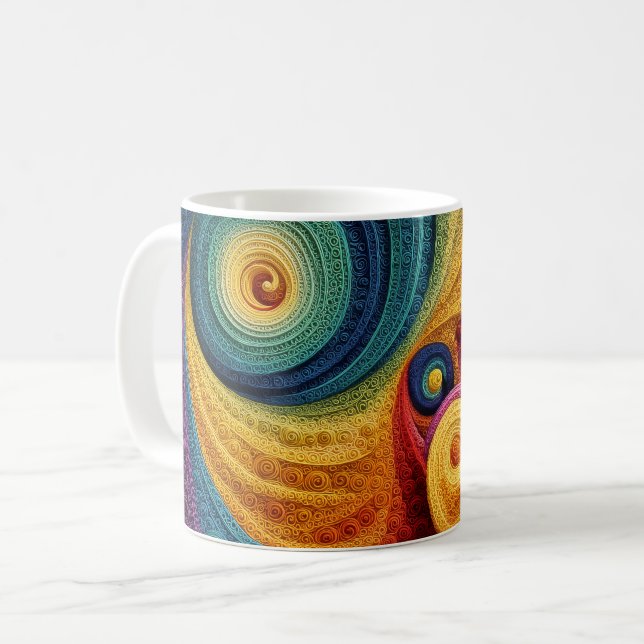 Abstract Spiral Pattern Colourful 3D Swirl Texture Coffee Mug (Front Left)