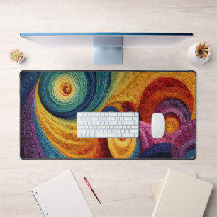 Abstract Spiral Pattern Colourful 3D Swirl Texture Desk Mat
