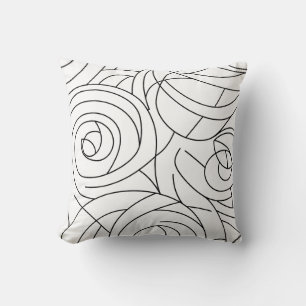 Abstract Spiral Pattern - Modern Black and White Cushion