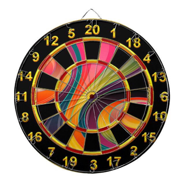 Abstract spiral rainbow colourful design dartboard (Front)