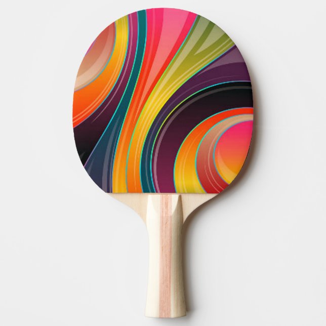Abstract spiral rainbow colourful design ping pong paddle (Front)