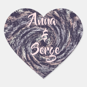 abstract spiral texture.text. heart sticker