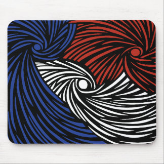 Abstract Spirals - Blue, White and Red Mouse Mat