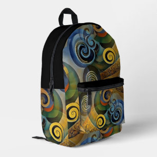 Abstract Spirals of Energy - seamless pattern 3 Printed Backpack