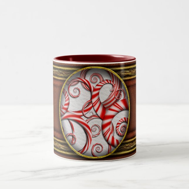 Abstract - Spirals - Peppermint Dreams Two-Tone Coffee Mug (Center)