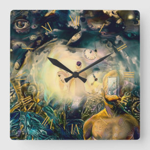 Abstract spiritual dreams square wall clock