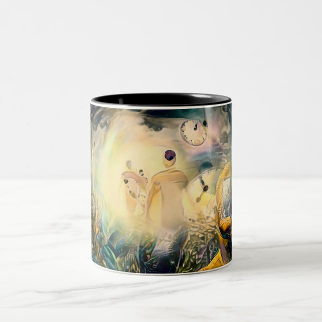 Abstract spiritual dreams Two-Tone coffee mug (Center)