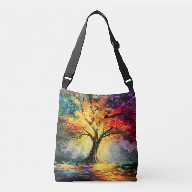 Abstract Spiritual Nature Tree of Life Crossbody Bag (Front)