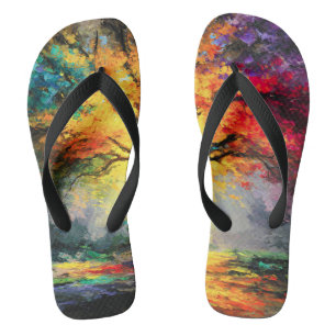 Abstract Spiritual Nature Tree of Life Flip Flops