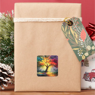Abstract Spiritual Nature Tree of Life Square Sticker