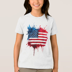 Abstract Splash American Flag Tri-Blend Shirt