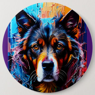 Abstract splash colour dog 6 cm round badge