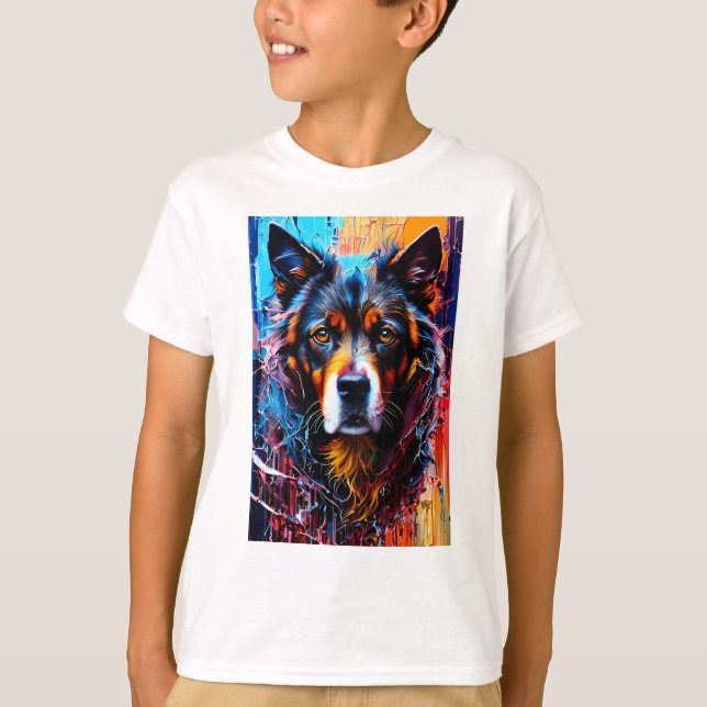 Abstract splash colour dog  T-Shirt (Front)