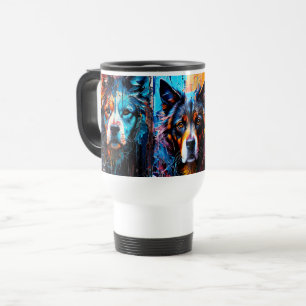 Abstract splash colour dog  travel mug