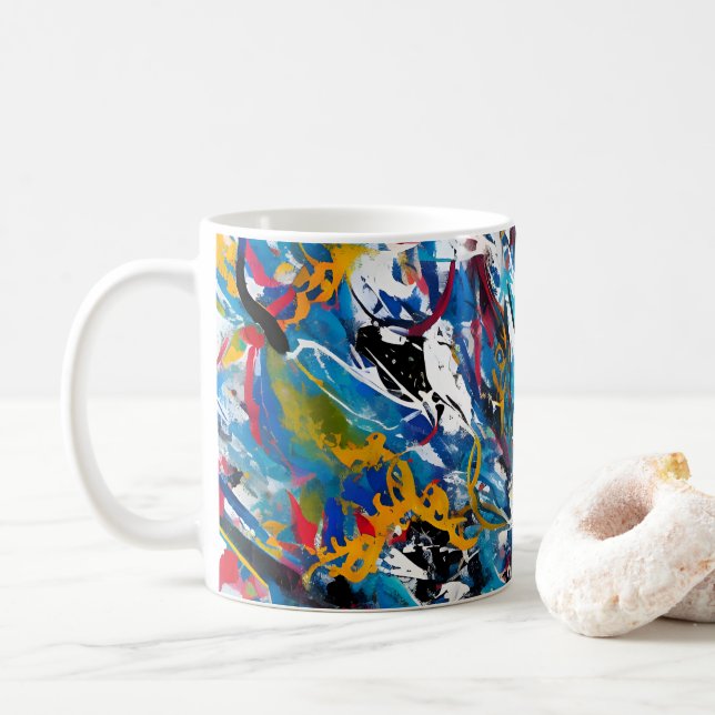 Abstract splash of paint coffee mug (With Donut)
