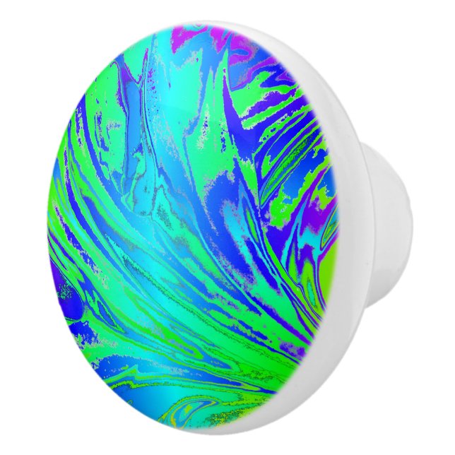Abstract Splashing Rainbow Liquid Ceramic Knob (Right)