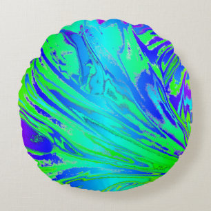 Abstract Splashing Rainbow Liquid Round Cushion