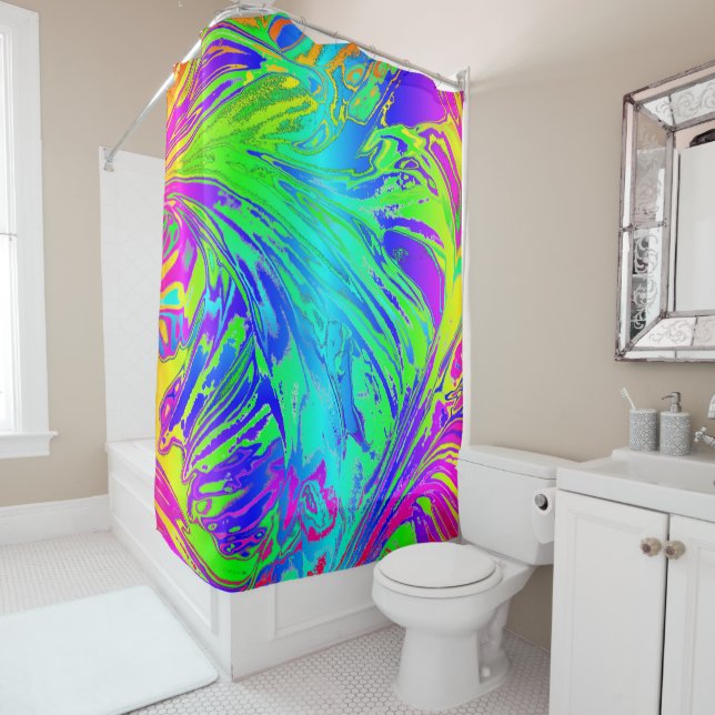 Abstract Splashing Rainbow Liquid Shower Curtain (In Situ)