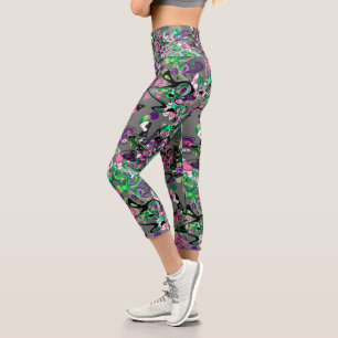 Abstract splatter brush modern stylishly fashionab capri leggings