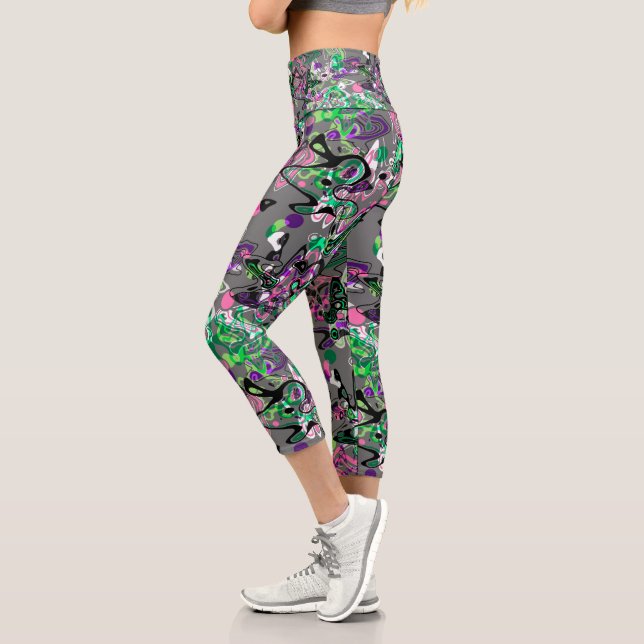 Abstract splatter brush modern stylishly fashionab capri leggings (Left)
