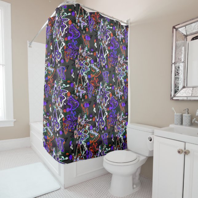 Abstract splatter brush modern stylishly fashionab shower curtain (In Situ)