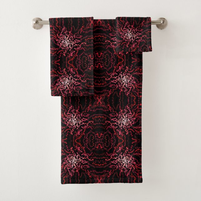 Abstract Splatter Dots Of Pinks And Reds Pattern Bath Towel Set (Insitu)