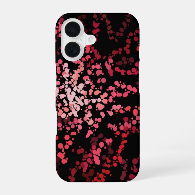Abstract Splatter Dots Of Pinks And Reds Pattern iPhone 16 Case (Back)