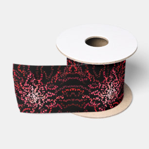 Abstract Splatter Dots Of Pinks And Reds Pattern Satin Ribbon