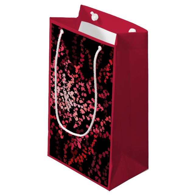 Abstract Splatter Dots Of Pinks And Reds Pattern Small Gift Bag (Front Angled)