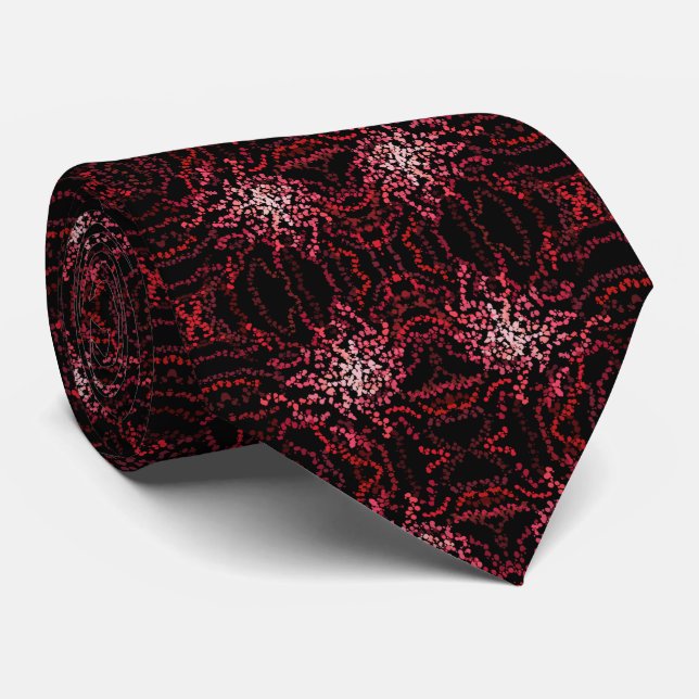 Abstract Splatter Dots Of Pinks And Reds Pattern Tie (Rolled)